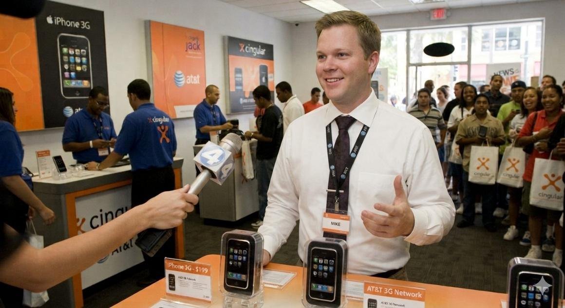 Mike at an AT&T store on iPhone 3G launch day